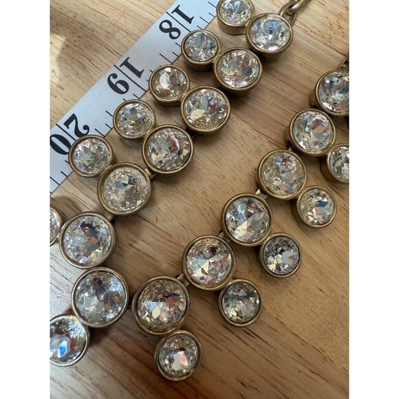 J. Crew Gold-Tone Statement Bib Necklace With Clear Crystal Accents Adjustable - Picture 7 of 11